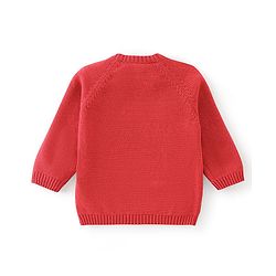 Babyhug Full Sleeves Sweater Set & Cap with Sheep Design - Red