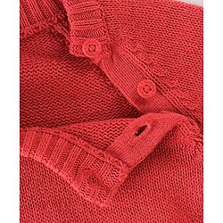 Babyhug Full Sleeves Sweater Set & Cap with Sheep Design - Red
