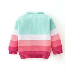 Babyhug Knitted Full Sleeves Striped Sweater Set with Cap - Multicolour