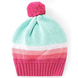 Babyhug Knitted Full Sleeves Striped Sweater Set with Cap - Multicolour