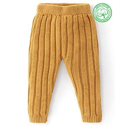 Babyhug Full Length Fleece & Woollen Pant Solid Color - Mustard Yellow