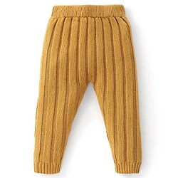 Babyhug Full Length Fleece & Woollen Pant Solid Color - Mustard Yellow