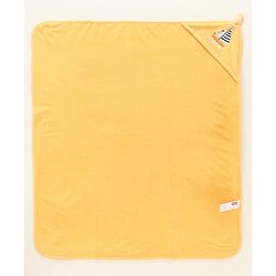 Babyhug Double Layer Interlock Hooded Towel Boat Print L 75 x B 76 cm- Yellow