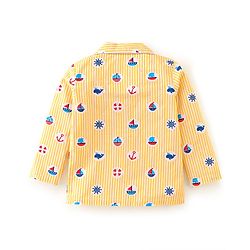 Babyhug Cotton Woven Full Sleeves Night Suit with Boat Print - Yellow