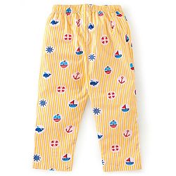 Babyhug Cotton Woven Full Sleeves Night Suit with Boat Print - Yellow