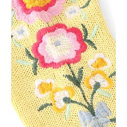Babyhug Organic Cotton Front Open Sweater Floral Design - Yellow