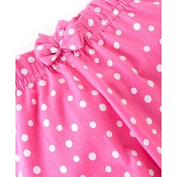 Babyhug Cotton Knit Full Length Lounge Pants with Bow Applique Polka Dots & Strawberry Pack of 2 - Deep & Light Pink