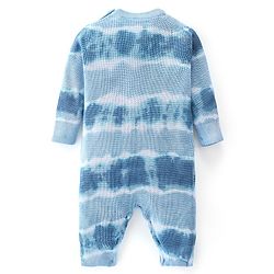 Babyhug Cotton Full Sleeves Romper With Hippo Embroidery - Blue