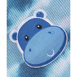 Babyhug Cotton Full Sleeves Romper With Hippo Embroidery - Blue