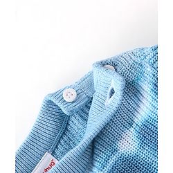 Babyhug Cotton Full Sleeves Romper With Hippo Embroidery - Blue