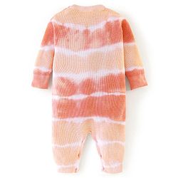Babyhug Cotton Full Sleeves Romper With Lion Embroidery - Peach