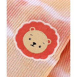 Babyhug Cotton Full Sleeves Romper With Lion Embroidery - Peach