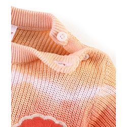 Babyhug Cotton Full Sleeves Romper With Lion Embroidery - Peach