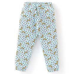 Babyhug Cotton Knit Full Length Lounge Pants Rainbow Print Pack of 2 - Pink & Sky Blue