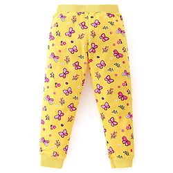 Babyhug Cotton Knit Lounge Pants Butterfly Print Pack of 2 - Pink & Yellow