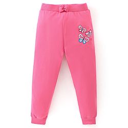 Babyhug Cotton Knit Lounge Pants Butterfly Print Pack of 2 - Pink & Yellow