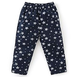 Babyhug Cotton Knit Full Sleeves Night Suit With Star Print - Navy Blue
