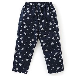 Babyhug Cotton Knit Full Sleeves Night Suit With Star Print - Navy Blue