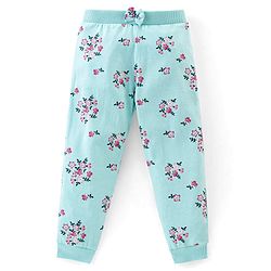 Babyhug Cotton Knit Full Length Lounge Pant Floral & Heart Print Pack of 3 - Pink & Blue