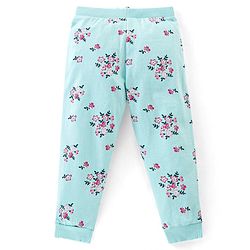 Babyhug Cotton Knit Full Length Lounge Pant Floral & Heart Print Pack of 3 - Pink & Blue
