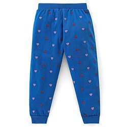 Babyhug Cotton Knit Full Length Lounge Pant Floral & Heart Print Pack of 3 - Pink & Blue