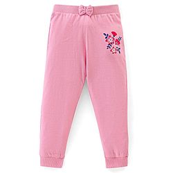 Babyhug Cotton Knit Full Length Lounge Pant Floral & Heart Print Pack of 3 - Pink & Blue