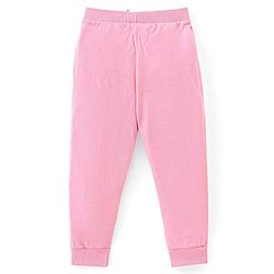 Babyhug Cotton Knit Full Length Lounge Pant Floral & Heart Print Pack of 3 - Pink & Blue