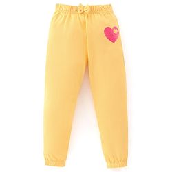 Babyhug Cotton Knit Track Pants Striped & Printed Pack of 3 - Pink & Yellow