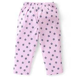 Babyhug Cotton Woven Full Sleeves Star Printed Night Suit - Pink