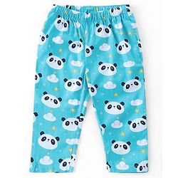Babyhug Cotton Knit Half Sleeves Night Suit With Panda Print - Blue