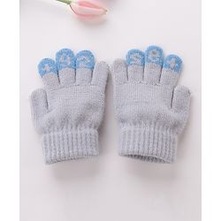 Babyhug Woolen Gloves Pair Car Design - Grey