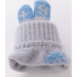 Babyhug Woolen Gloves Pair Car Design - Grey