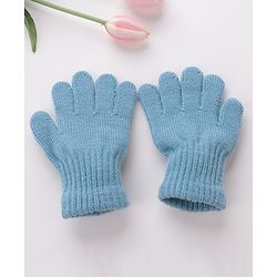 Babyhug Woolen Gloves Pair Solid Design - Sky Blue