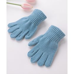 Babyhug Woolen Gloves Pair Solid Design - Sky Blue