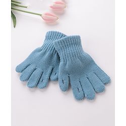 Babyhug Woolen Gloves Pair Solid Design - Sky Blue