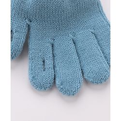 Babyhug Woolen Gloves Pair Solid Design - Sky Blue