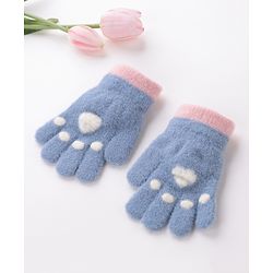 Babyhug Woolen Gloves Pair Paw Design - Sky Blue