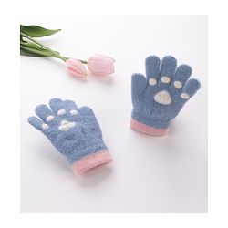Babyhug Woolen Gloves Pair Paw Design - Sky Blue
