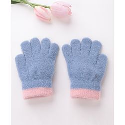 Babyhug Woolen Gloves Pair Paw Design - Sky Blue