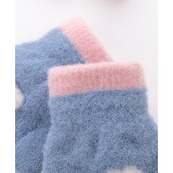 Babyhug Woolen Gloves Pair Paw Design - Sky Blue