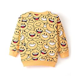 Babyhug Cotton Knit Full Sleeves Sweatshirt With Emoji & Text Graphics Pack Of 2 - Yellow & Red