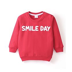 Babyhug Cotton Knit Full Sleeves Sweatshirt With Emoji & Text Graphics Pack Of 2 - Yellow & Red