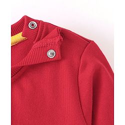 Babyhug Cotton Knit Full Sleeves Sweatshirt With Emoji & Text Graphics Pack Of 2 - Yellow & Red