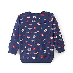 Babyhug Cotton Knit Full Sleeves Sweatshirt With Graphics Text Print Pack Of 2 - Navy Blue & Yellow