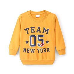 Babyhug Cotton Knit Full Sleeves Sweatshirt With Graphics Text Print Pack Of 2 - Navy Blue & Yellow