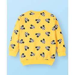 Babyhug Cotton Knit Full Sleeves Sweatshirt With Mickey Mouse Graphics - Yellow & Blue