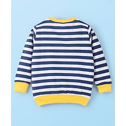 Babyhug Cotton Knit Full Sleeves Sweatshirt With Mickey Mouse Graphics - Yellow & Blue