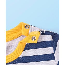 Babyhug Cotton Knit Full Sleeves Sweatshirt With Mickey Mouse Graphics - Yellow & Blue