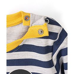 Babyhug Cotton Knit Full Sleeves Sweatshirt With Mickey Mouse Graphics - Yellow & Blue