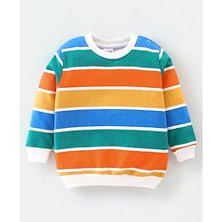 Babyhug Cotton Full Sleeves Sweatshirt With Text & Stripes Graphics Pack Of 2 - Multicolour